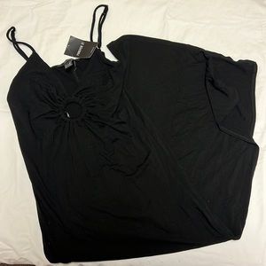 Black key hole midi slit dress